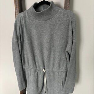 Gray cinch waist sweater
